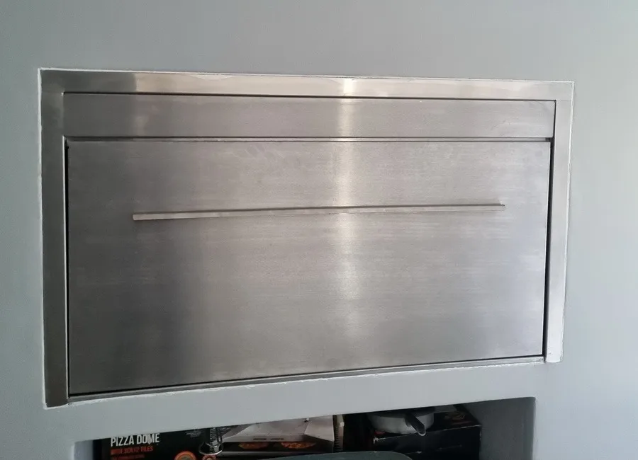 stainless steel built in braai door closed