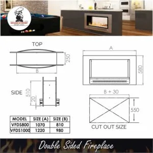 Double Sided Gas Fireplace specs